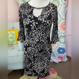 Jennifer Lopez Chic Leopard Print 3/4 Sleeve Dress